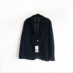 (NWT)Zara Structured Blazer With Elbow Pat…